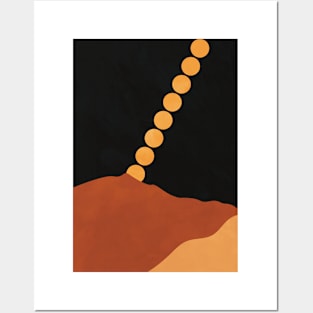 Mountain Hill, Moon, Terracotta, Minimalist Artwork Posters and Art